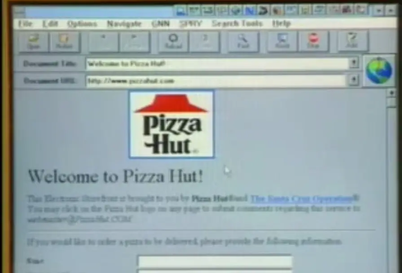 Pizza hut hemsida på internet 1995
